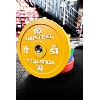 Диск 15кг YouSteel EVO Bumper Plate желтый