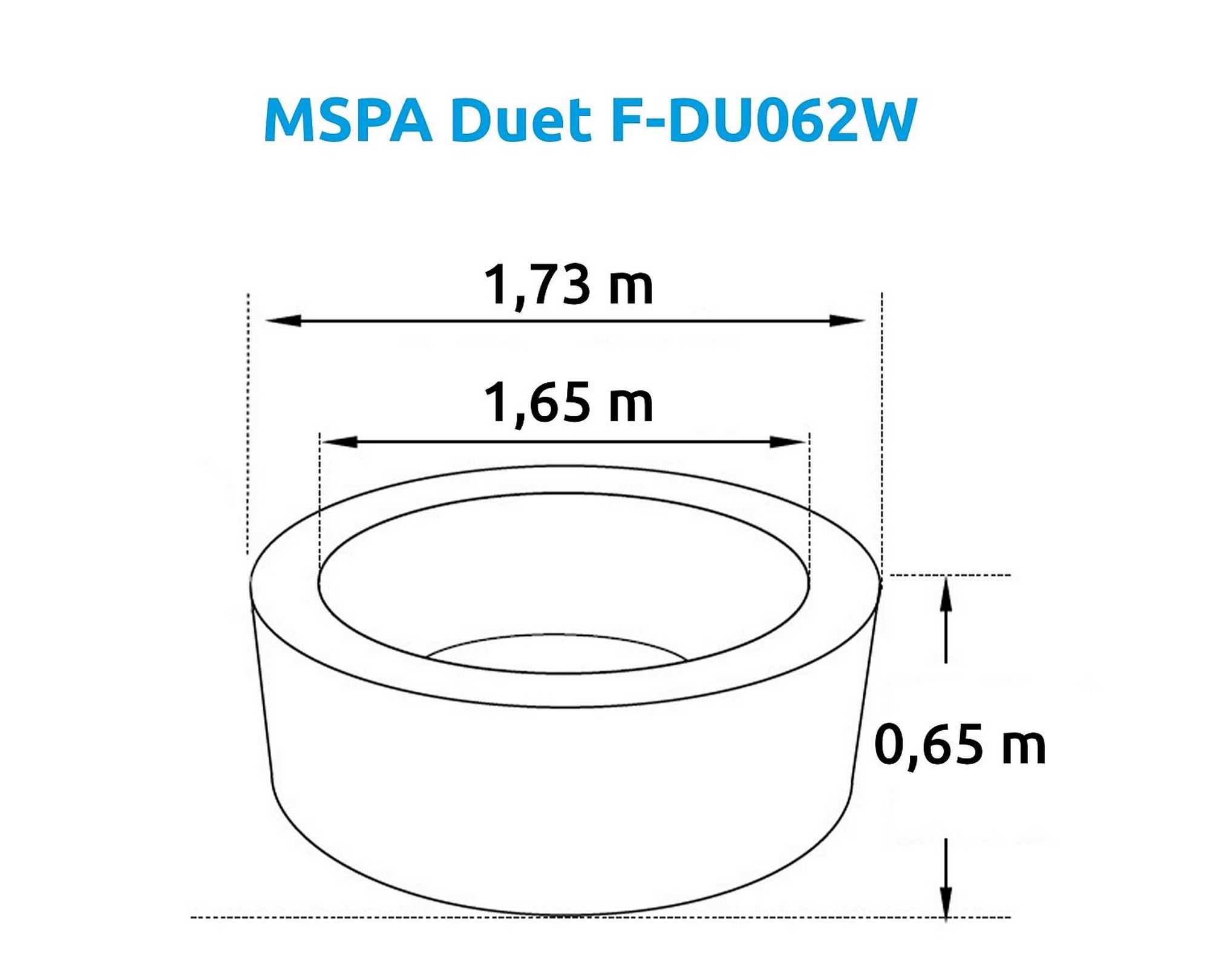 СПА-бассейн 173х65см, 930л, круглый, аэромассаж MSpa Duet F-DU062W 2000_1620