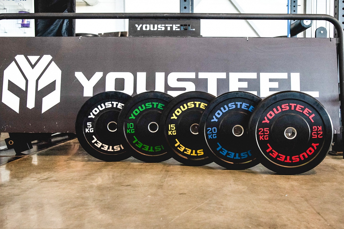 Диск каучуковый для штанги YouSteel тренировочный черный 10кг 1198_800