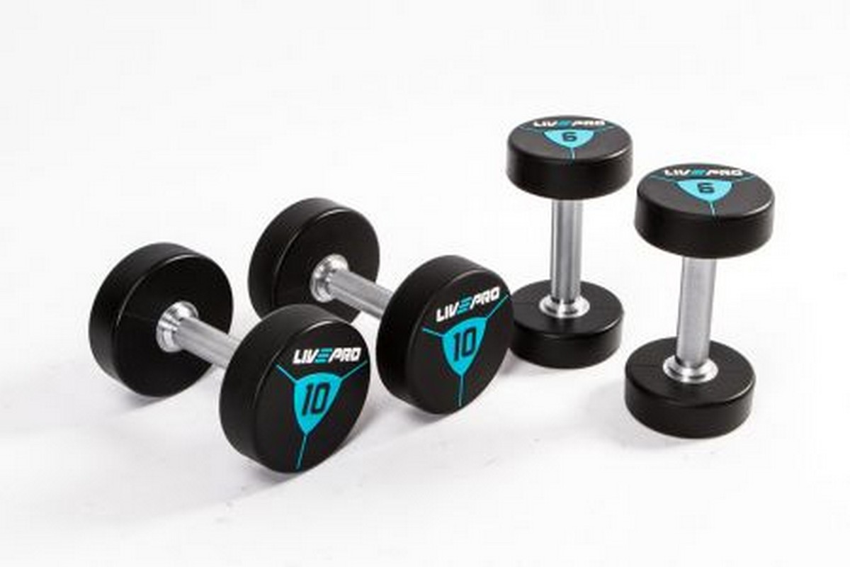 Гантели в уретане 8 кг Live Pro Premium Urethane Dumbbells LP8000-08 1200_800