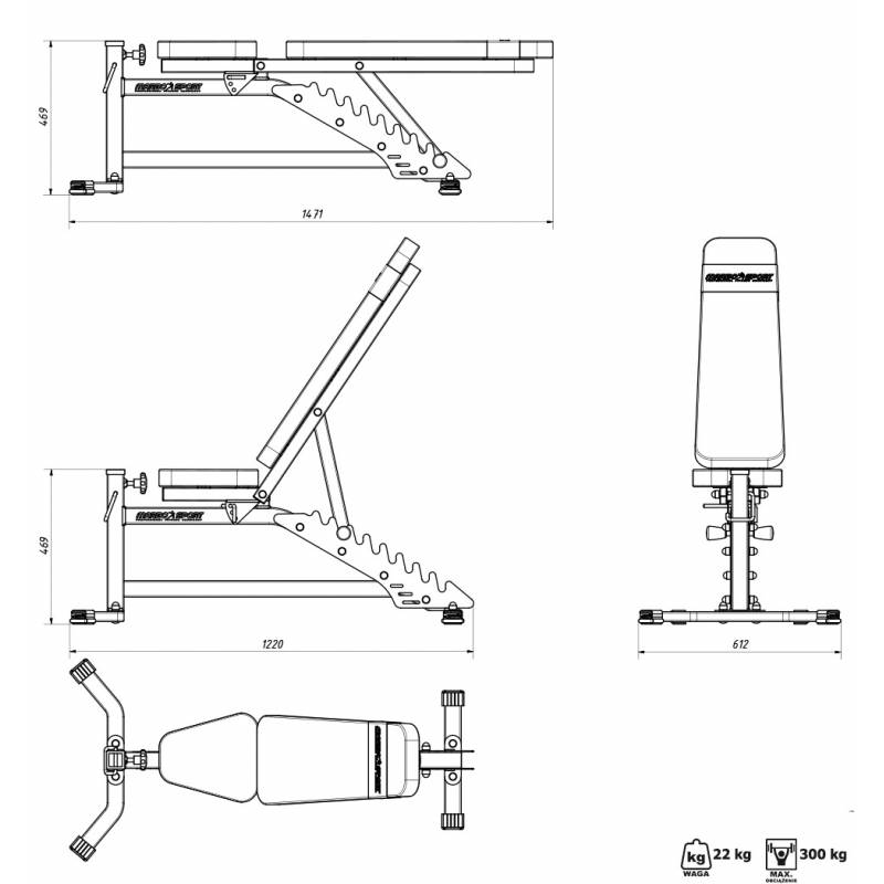 Cкамья регулируемая Marbo MS-L102 800_800