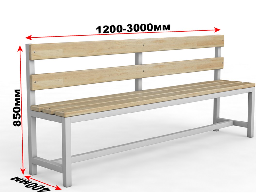 Скамейка для раздевалки со спинкой, 100см Glav 10.200-1000 1056_800