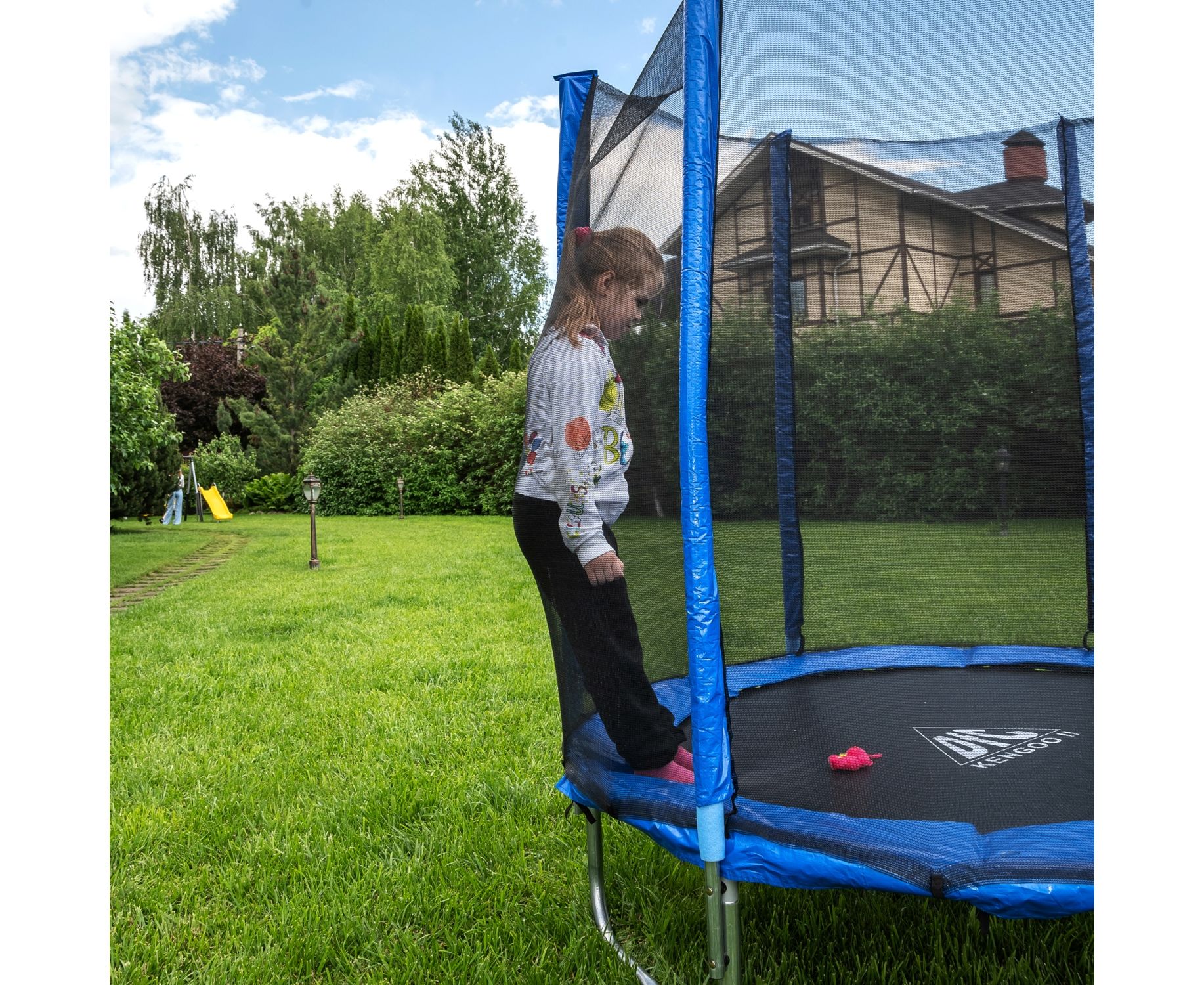 Батут DFC Trampoline Fitness 14ft наружн.сетка (427см) 14FT-TR-B синий 1834_1500