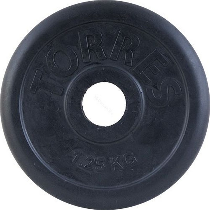 Диск обрезиненный Torres PL50681, D25 мм 1,25 кг, черный 800_800